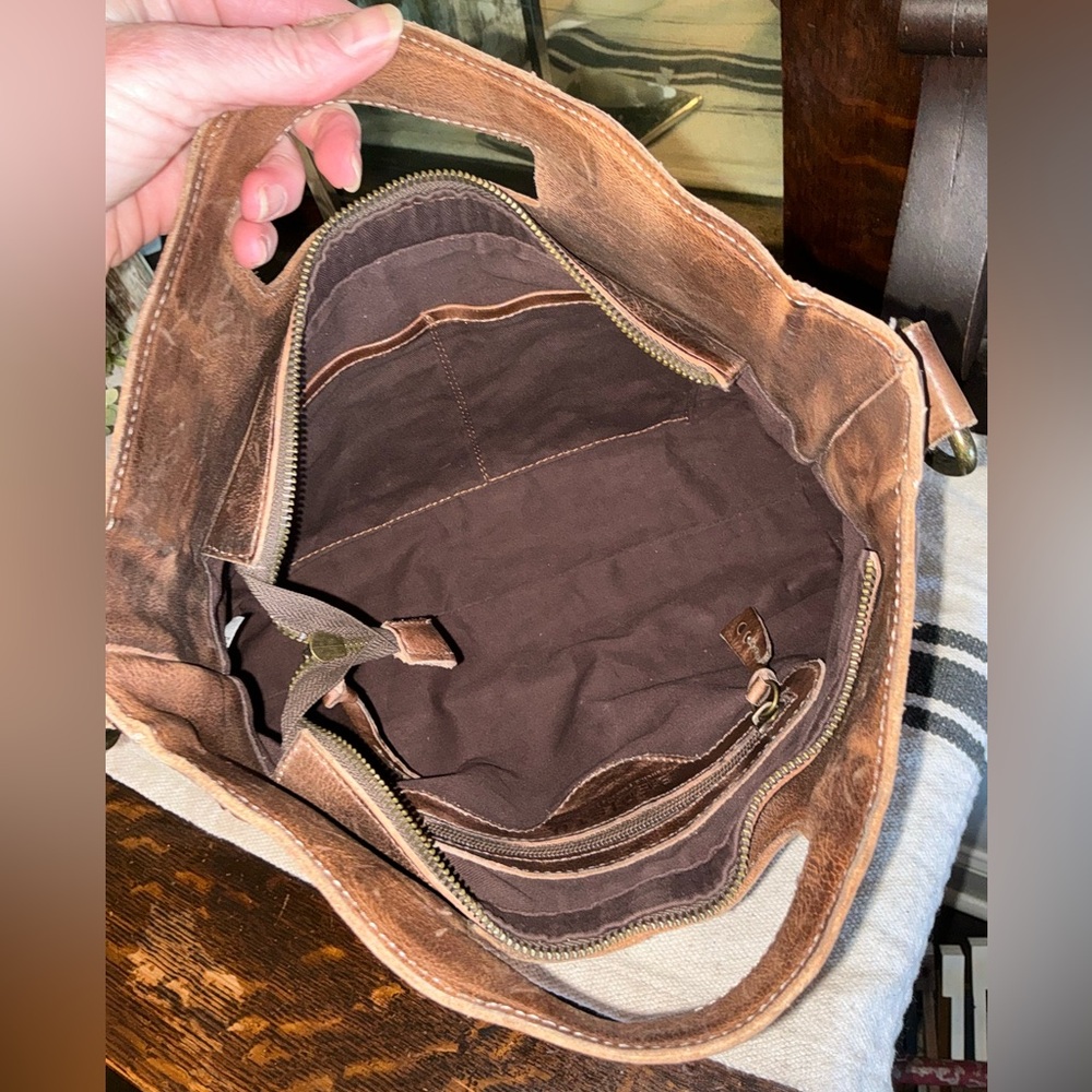 Bed Stu Orchid Woven Leather Handbag Crossbody Bag Teak Brown Retail $280 - Picture 11 of 12